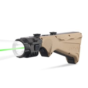 Svítilna se zeleným laserem Viridian Weapon Tech, 2K DUO, v úhleném gripu na MLOK, FDE