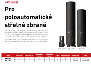 Tlumič A-TEC, AR 40-3 GEN2, Cerakote, ráže do 9mm, na Tri-Lug